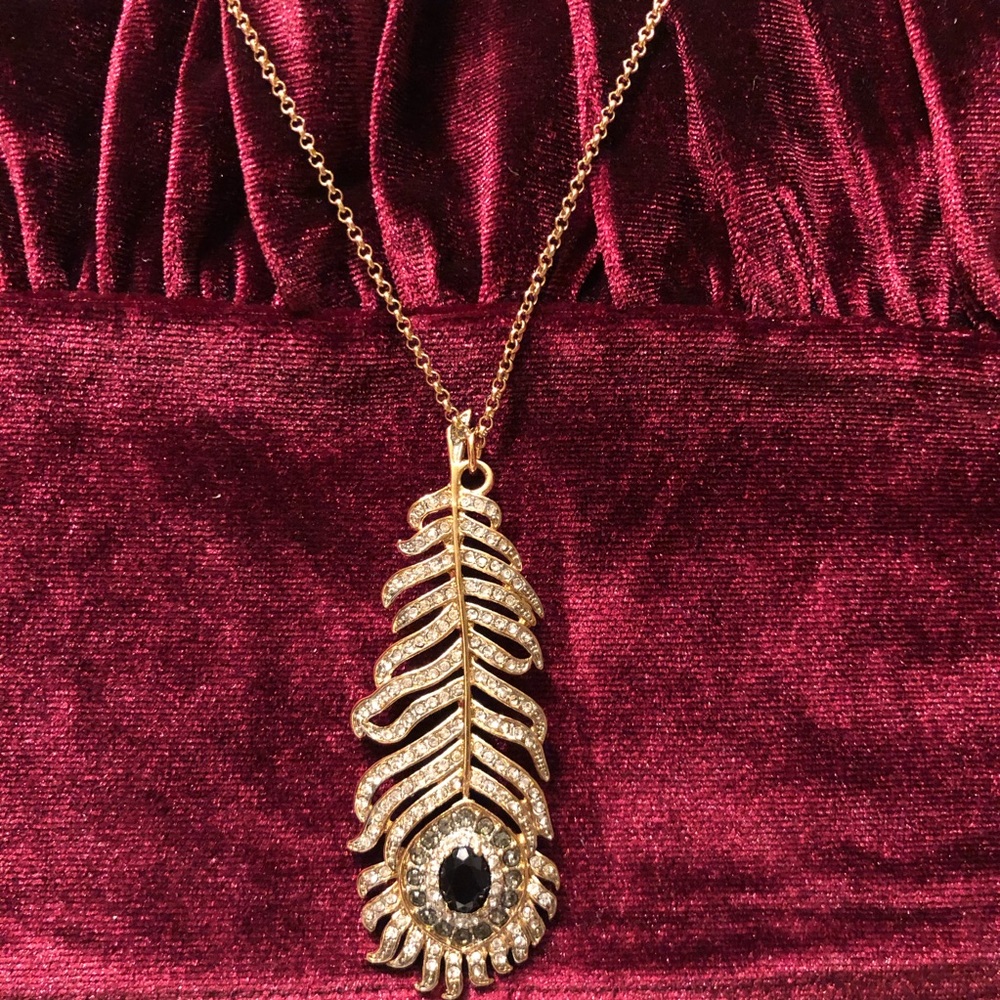 Peacock Feather Pendant Long Necklace